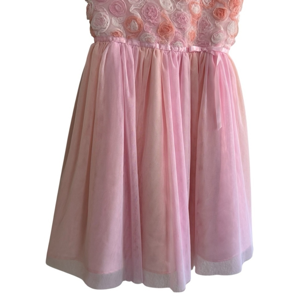 Jona Michelle Pink Floral Rosette Dress Sleeveless Girls 10 - Picture 4 of 7